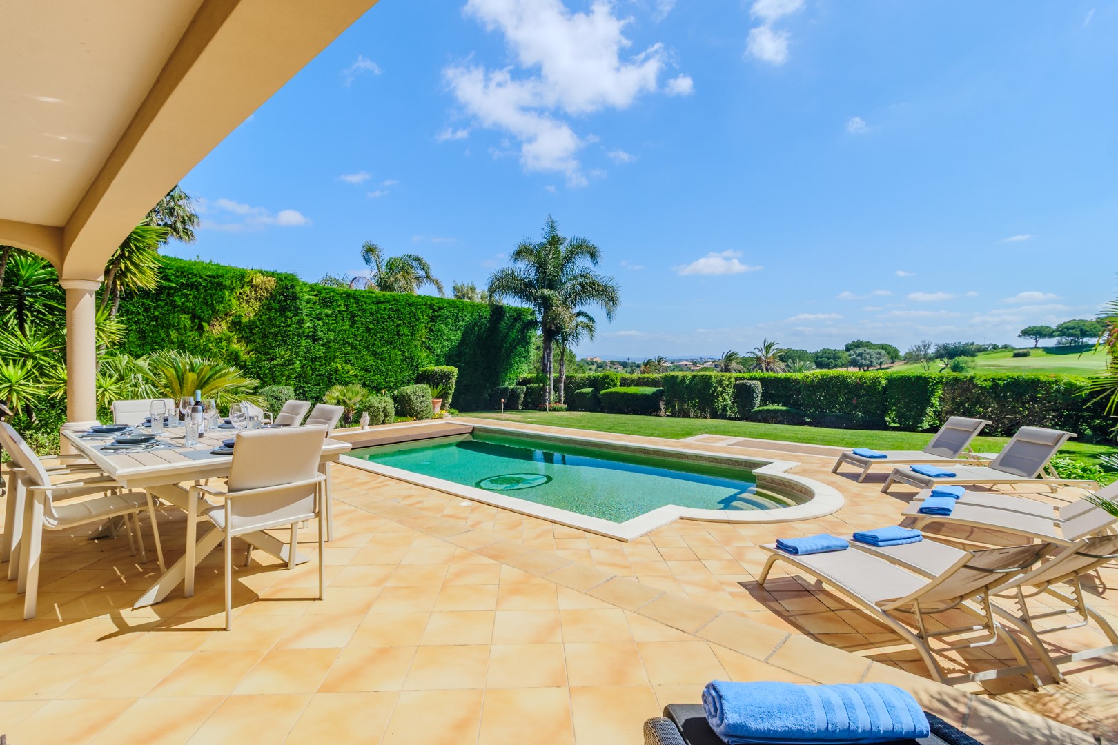 rear garden with pool